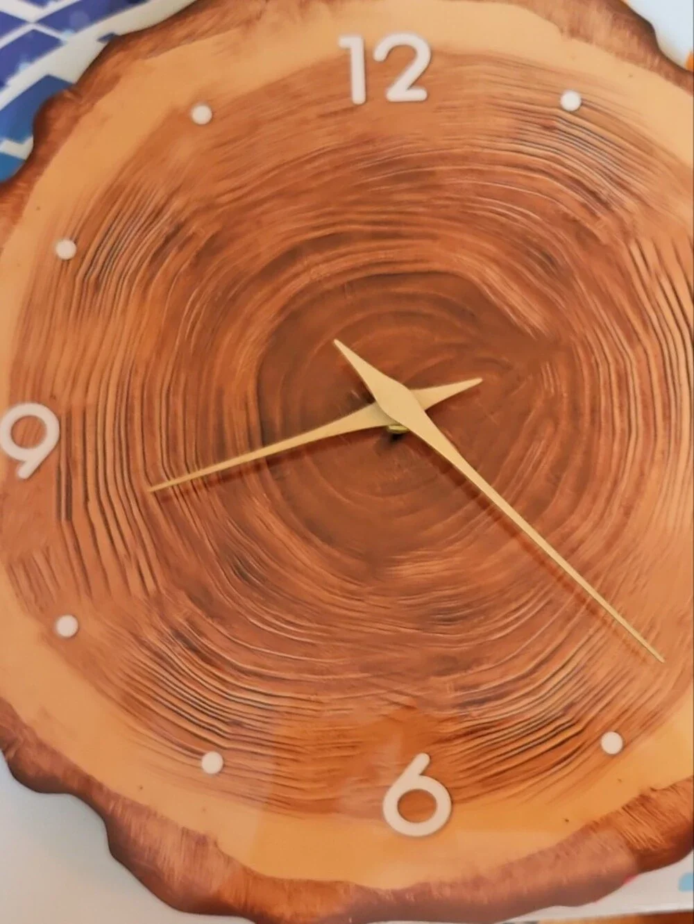 Modern Wood Grain Wall Clock with Gold Hands